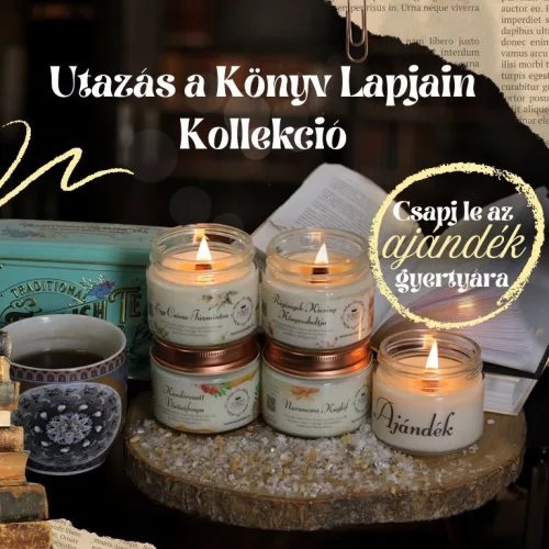'Utazás A Könyv Lapjain' kollekció +1db Ajándék Vintage gyertya